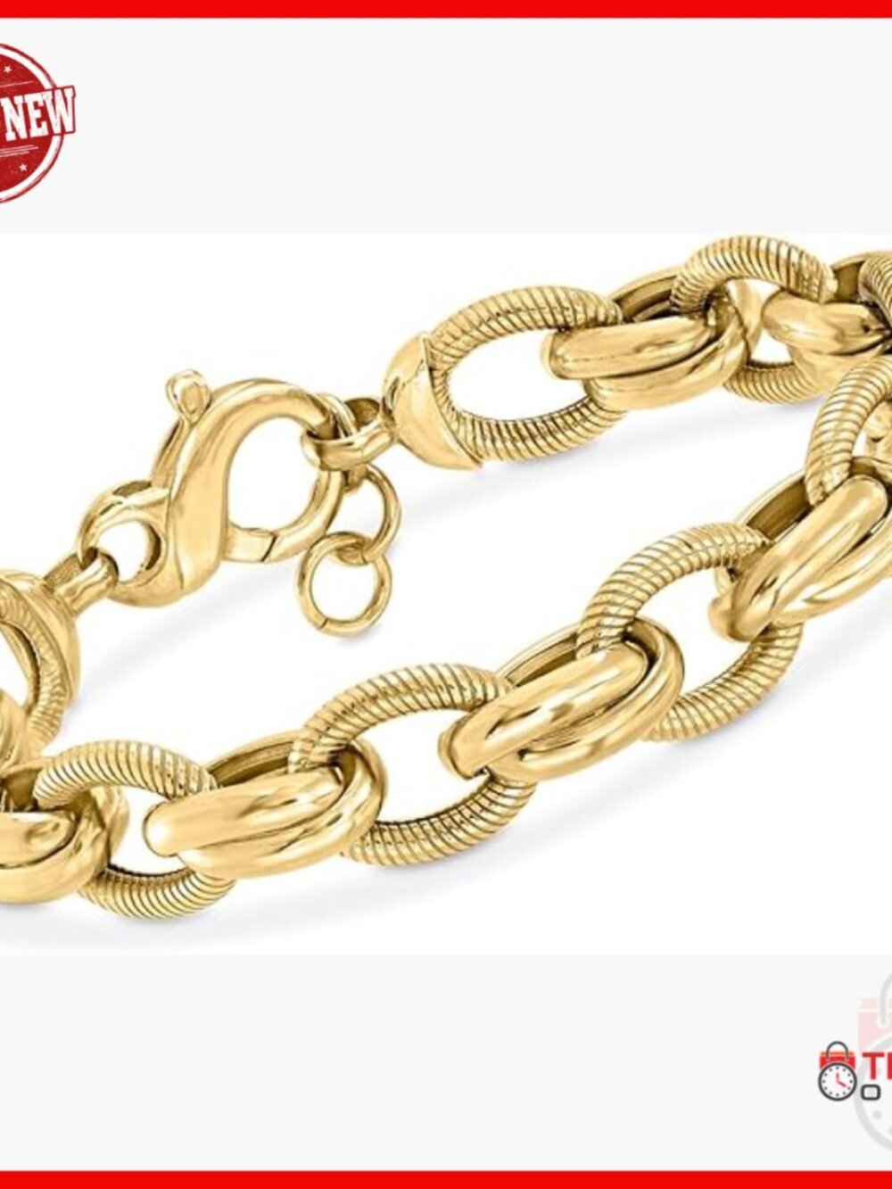 Italian 18kt Gold Over Sterling Multi-Link Bracelet, Lobster Clasp